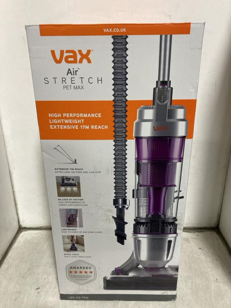 Lot 588  
            Chesterfield SR47 - Parcel Delivery Only 

                
VAX AIR STRETCH PET MAX UPRIGHT VACUUM CLEANER (LOCATION: B10)