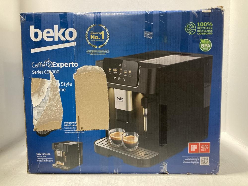 Lot 58  
            Chesterfield SR47 - Parcel Delivery Only 

                
BEKO CAFFEEXPERTO BEAN TO CUP COFFEE MACHINE MODEL CE 6000 ORIGINAL RRP £325. (LO...