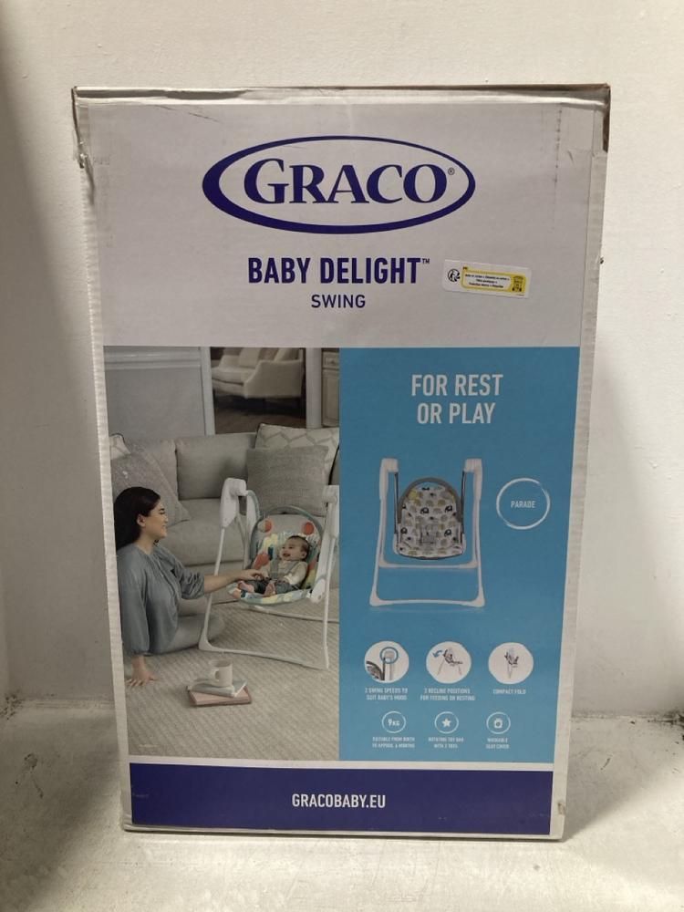 Lot 622  
            Chesterfield SR47 - Parcel Delivery Only 

                
GRACO BABY DELIGHT SWING (LOCATION: C2)