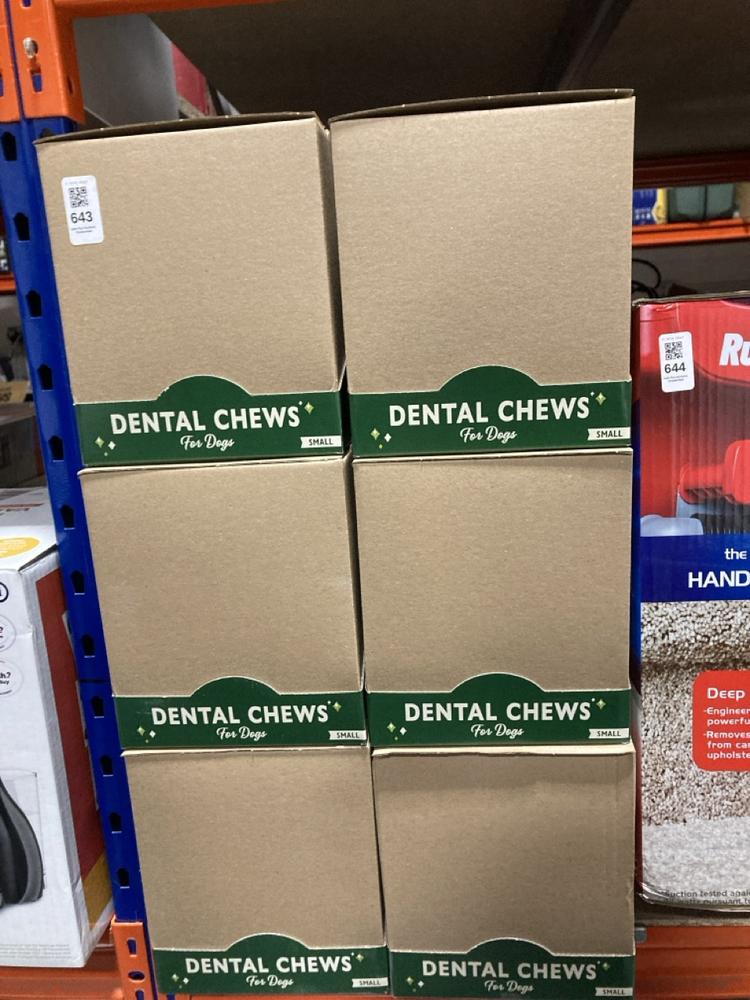 Lot 643  
            Chesterfield SR47 - Parcel Delivery Only 

                
6 X LILYS KITCHEN WOOFBRUSH DAILY DENTAL CHEWS FOR SMALL DOGS (5 X 154G) - BB 08/...