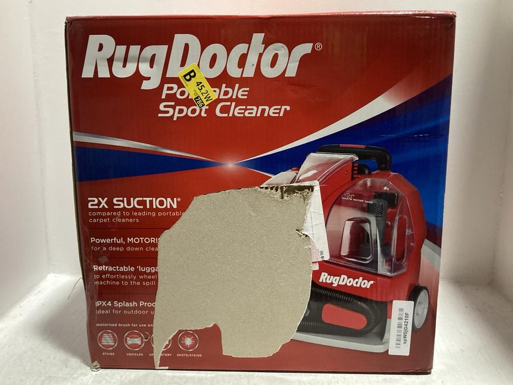 Lot 646  
            Chesterfield SR47 - Parcel Delivery Only 

                
RUG DOCTOR PORTABLE SPOT CLEANER ORIGINAL RRP £118 (LOCATION: C3)