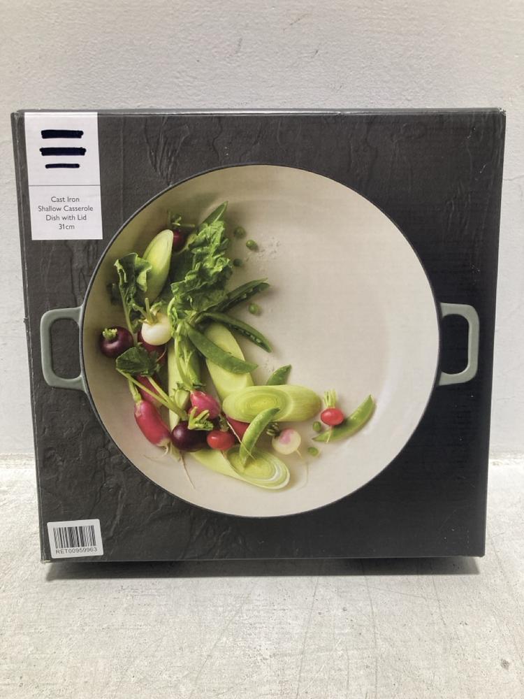 Lot 708  
            Chesterfield SR47 - Parcel Delivery Only 

                
JOHN LEWIS 31CM CAST IRON SHALLOW CASSEROLE DISH WITH LID - 00959963 (LOCATION: C5)