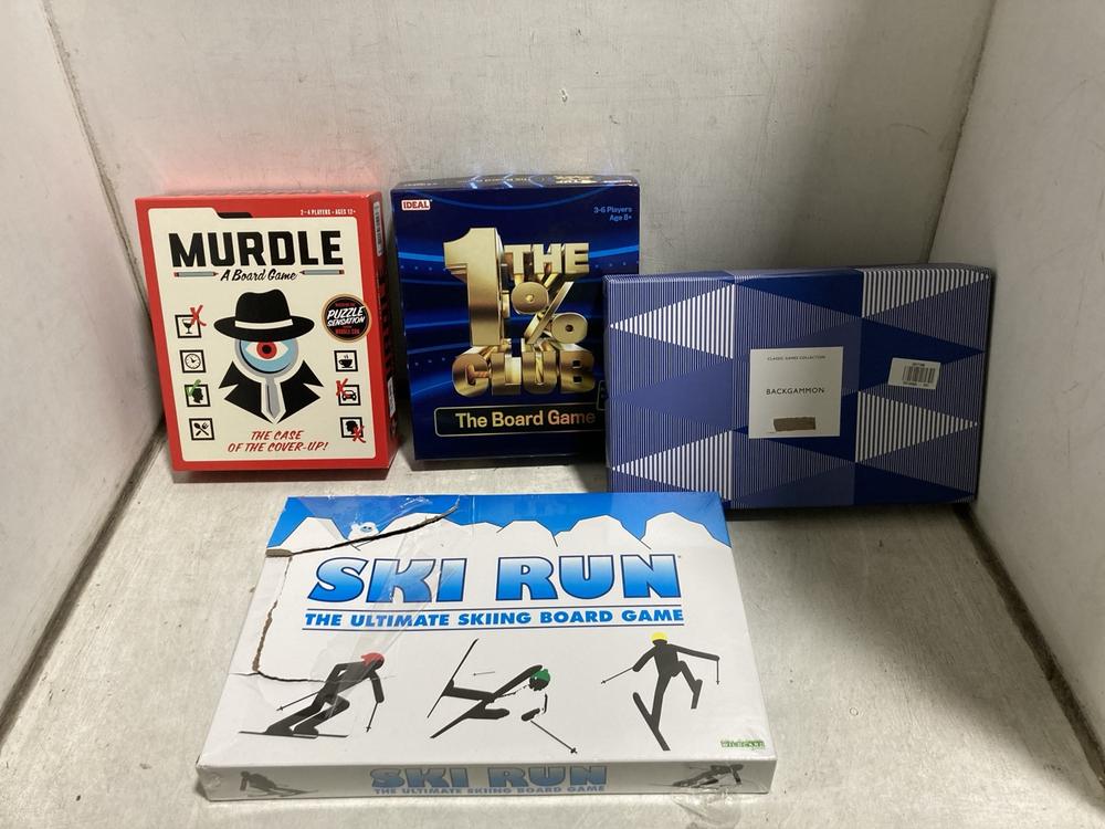 Lot 717  
            Chesterfield SR47 - Parcel Delivery Only 

                
4 X ASSORTED BOARD GAMES TO INCLUDE MURDLE A GAME OF DEADLY DEDUCTIONS - 76759201...