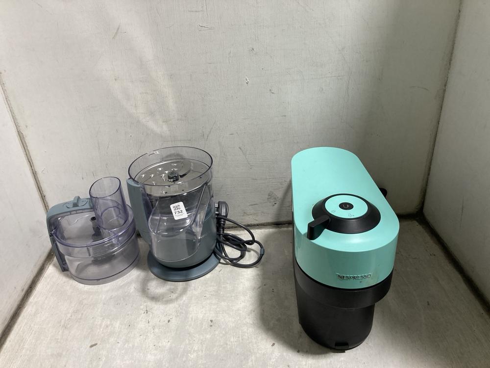 Lot 732  
            Chesterfield SR47 - Parcel Delivery Only 

                
KENWOOD MULTIPRO GO FOOD PROCESSOR TO INCLUDE KRUPS VERTUO POP COFFEE MACHINE - 8...
