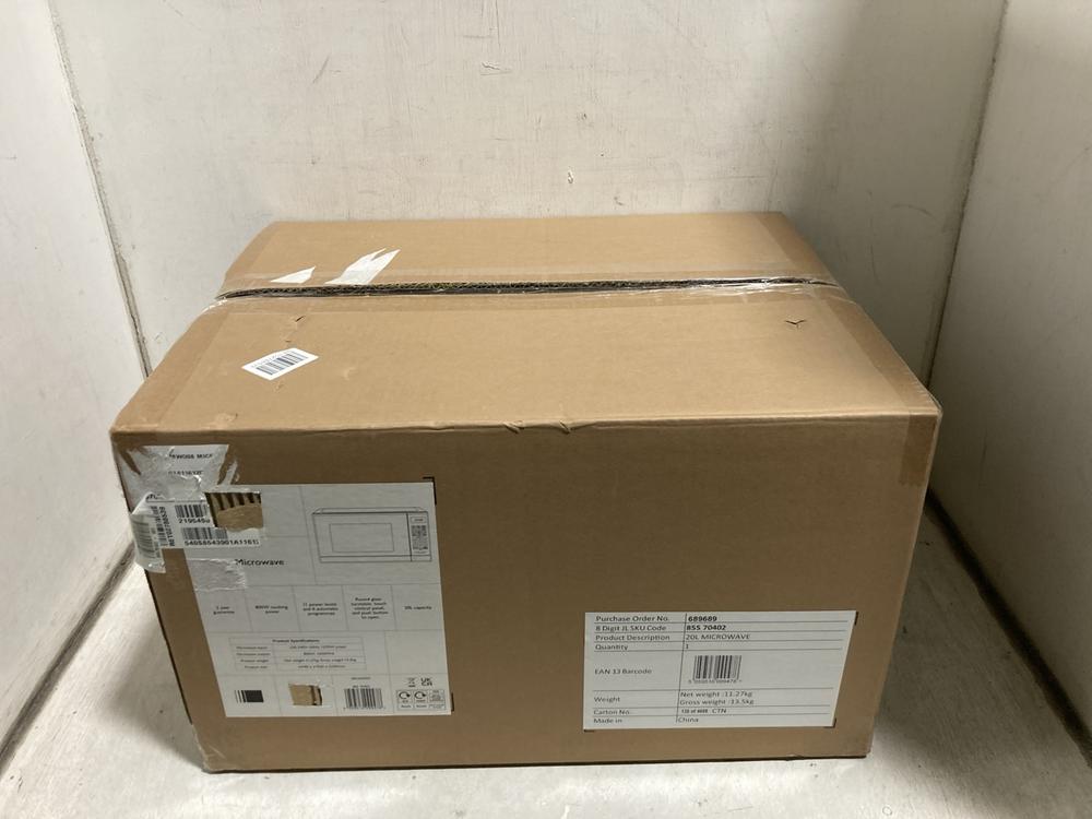 Lot 736  
            Chesterfield SR47 - Parcel Delivery Only 

                
JOHN LEWIS 20L 800W MICROWAVE OVEN - 85570402 (LOCATION: C6)