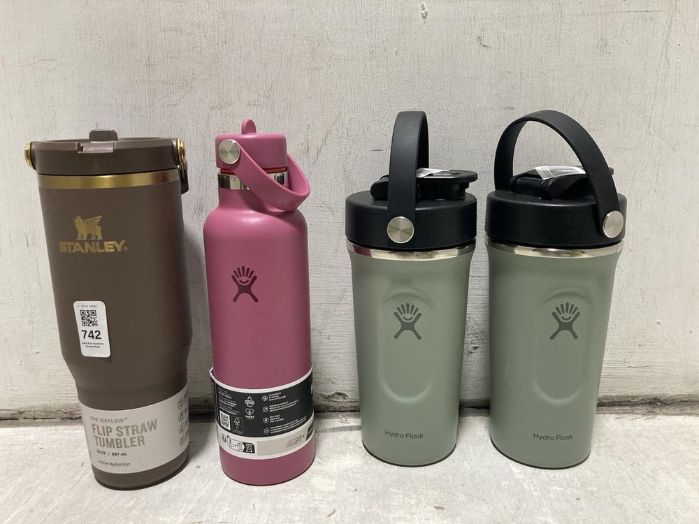 Lot 742  
            Chesterfield SR47 - Parcel Delivery Only 

                
4 X ASSORTED DRINK TUMBLERS TO INCLUDE STANLEY THE ICEFLOW FLIP STRAW 30OZ TUMBLE...