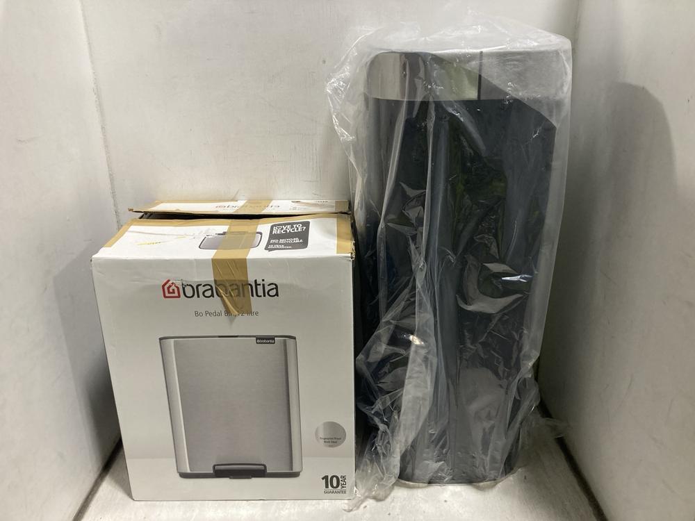 Lot 744  
            Chesterfield SR47 - Parcel Delivery Only 

                
BRABANTIA 12L BO PEDAL BIN TO INCLUDE JOHN LEWIS ANYDAY 40L TOUCH BIN IN BLACK (L...