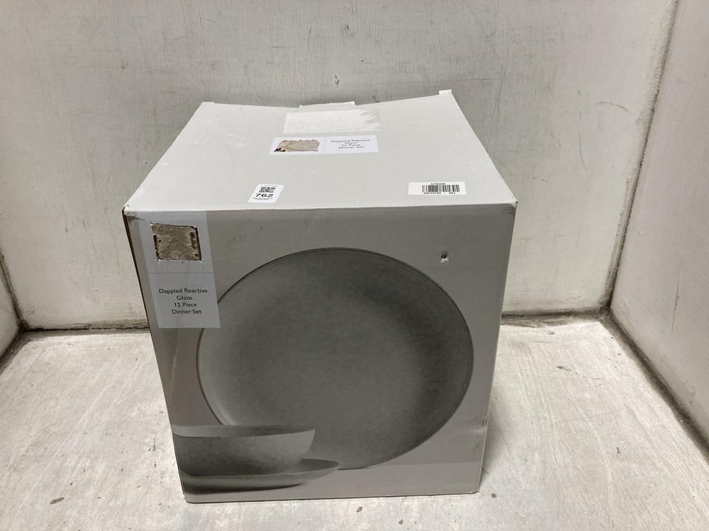 Lot 762  
            Chesterfield SR47 - Parcel Delivery Only 

                
JOHN LEWIS DAPPLED REACTIVE GLAZE 12 PIECE DINNER SET - 68243109 (LOCATION: C7)