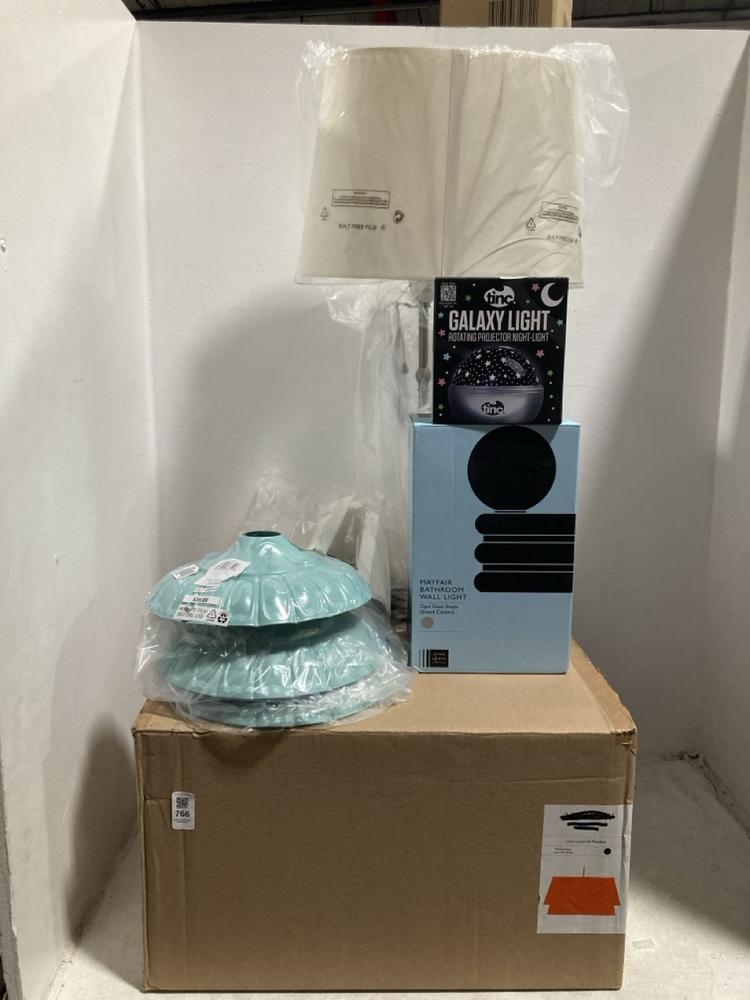 Lot 766  
            Chesterfield SR47 - Parcel Delivery Only 

                
8 X ASSORTED LIGHTING ITEMS TO INCLUDE TINC GALAXY ROTATING PROJECTOR NIGHT LIGHT...