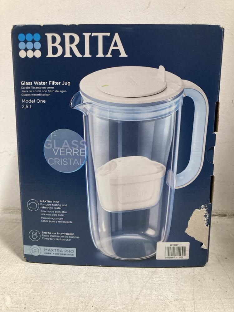 Lot 769  
            Chesterfield SR47 - Parcel Delivery Only 

                
BRITA 2.5L GLASS WATER FILTER JUG - 84569807 (LOCATION: C8)