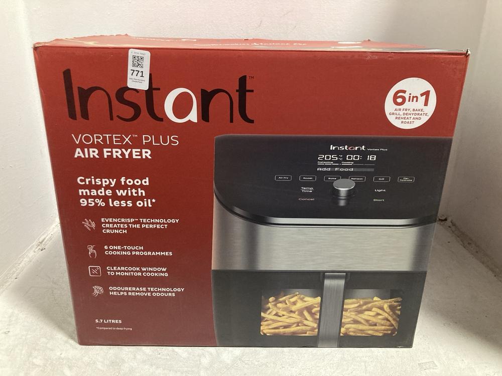 Lot 771  
            Chesterfield SR47 - Parcel Delivery Only 

                
INSTANT VORTEX PLUS 5.7L AIR FRYER ORIGINAL RRP £99 - 02477941 (LOCATION: C8)