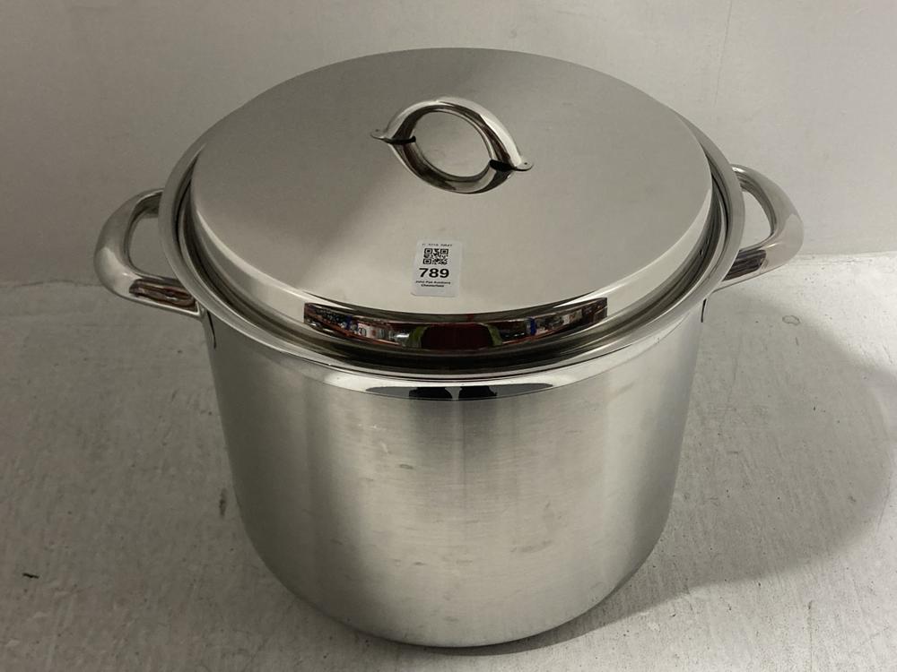Lot 789  
            Chesterfield SR47 - Parcel Delivery Only 

                
STAINLESS STEEL COOKING POT WITH LID (LOCATION: C9)