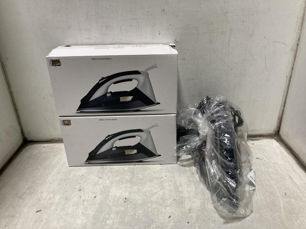 Lot 807  
            Chesterfield SR47 - Parcel Delivery Only 

                
3 X ASSORTED STEAM IRONS TO INCLUDE TEFAL ULTRAGLIDE ANTI CALC PLUS STEAM IRON - ...