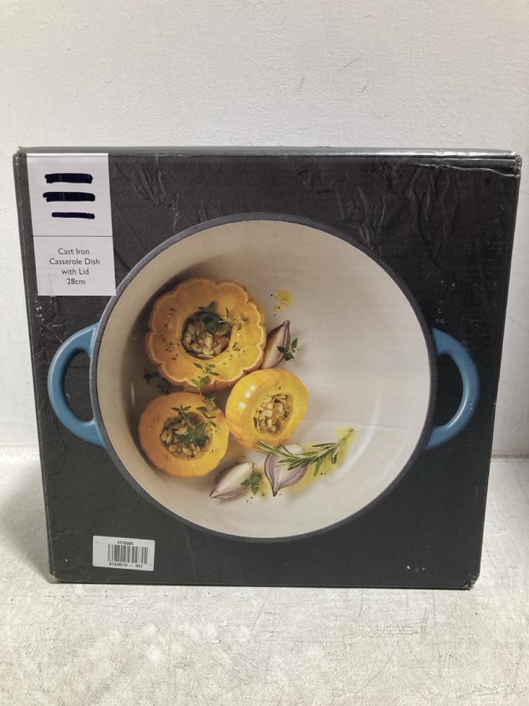 Lot 823  
            Chesterfield SR47 - Parcel Delivery Only 

                
JOHN LEWIS 28CM CAST IRON CASSEROLE DISH WITH LID - 81348510 (LOCATION: C11)