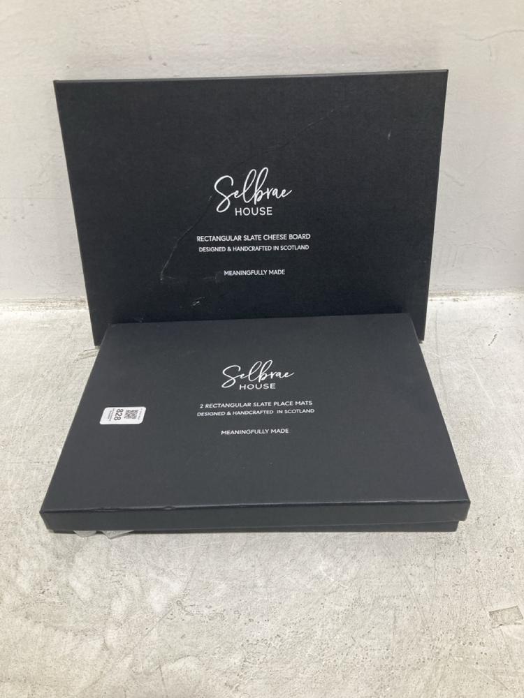 Lot 828  
            Chesterfield SR47 - Parcel Delivery Only 

                
SELBRAE HOUSE RECTANGULAR SLATE PLACE MATS TWIN PACK TO INCLUDE SELBRAE HOUSE REC...
