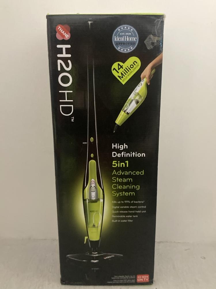 Lot 83  
            Chesterfield SR47 - Parcel Delivery Only 

                
THANE HIGH DEFINITION ADVANCED STEAM CLEANING SYSTEM - MODEL NO. H20HD - ORIGINAL...