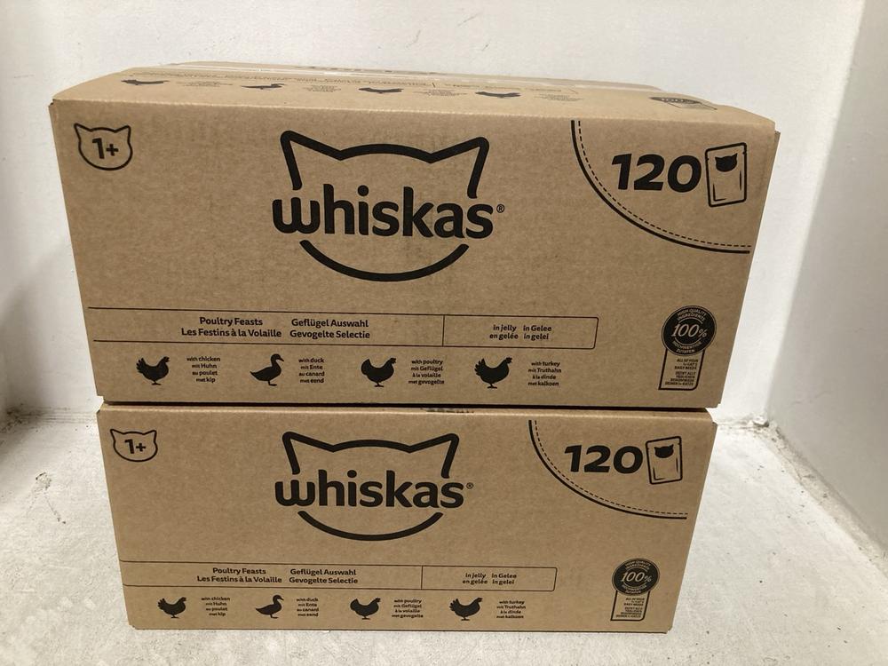 Lot 879  
            Chesterfield SR47 - Parcel Delivery Only 

                
2 X WHISKAS POULTRY FEASTS WET CAT FOOD (120 X 58G) - BB 31/08/25 (LOCATION: PALLET)