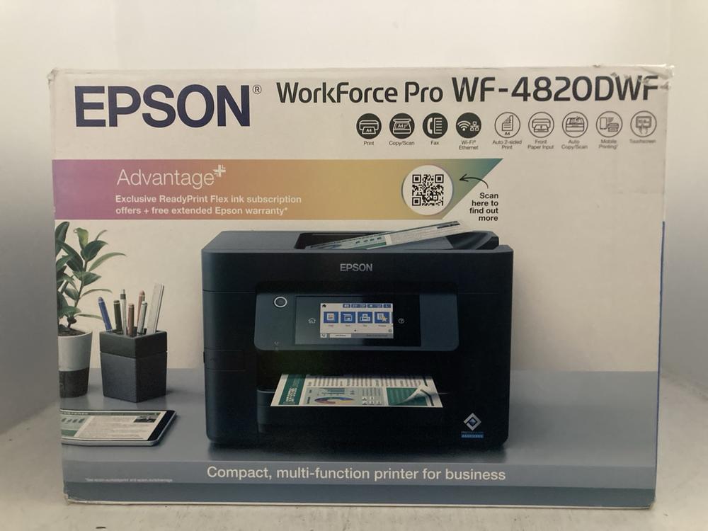 Lot 87  
            Chesterfield SR47 - Parcel Delivery Only 

                
EPSON WORKFORCE PRO ADVANTAGE PRINTER - MODEL NO. WF-4820DWF - ORIGINAL RRP £121 ...