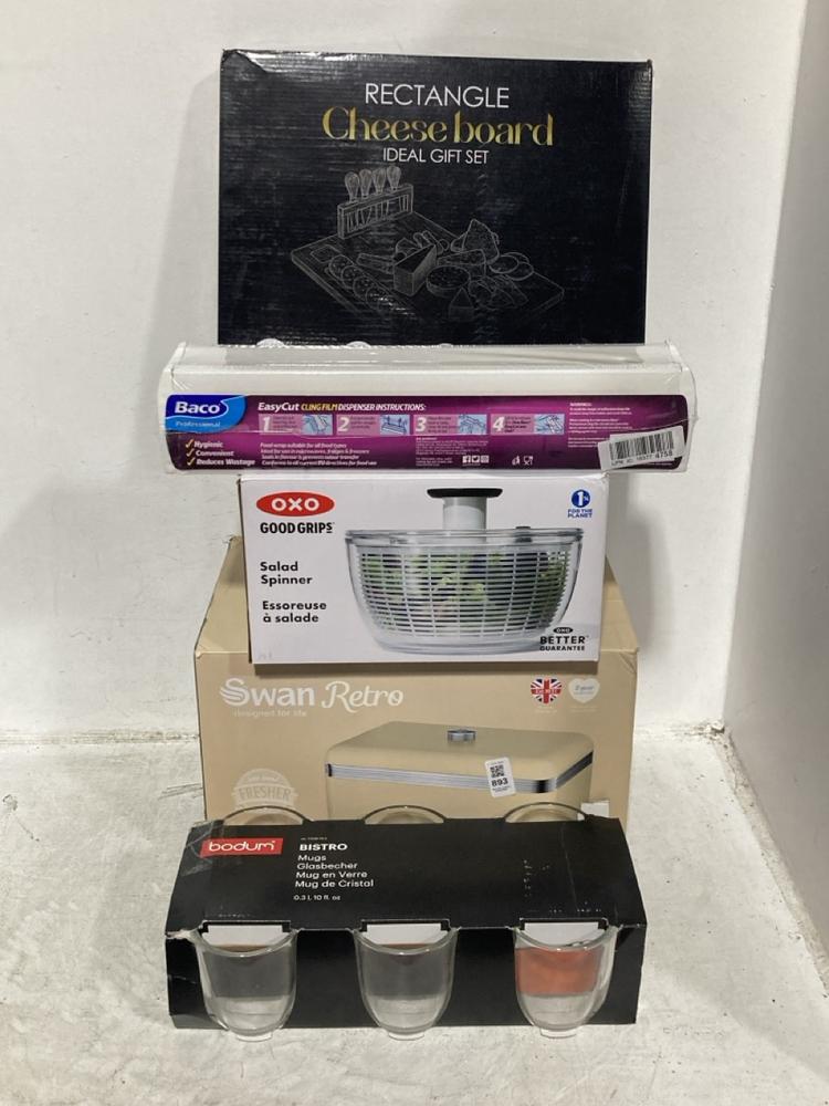 Lot 893  
            Chesterfield SR47 - Parcel Delivery Only 

                
QTY OF ASSORTED ITEMS TO INCLUDE SWAN RETRO CREAM BREAD BIN. (LOCATION: D1)