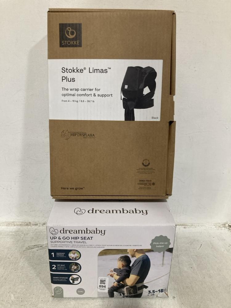 Lot 894  
            Chesterfield SR47 - Parcel Delivery Only 

                
DREAMBABY UP & GO HIP SEAT TO INCLUDE STOKKE LIMAS PLUS BABY CARRIER. (LOCATION: D1)