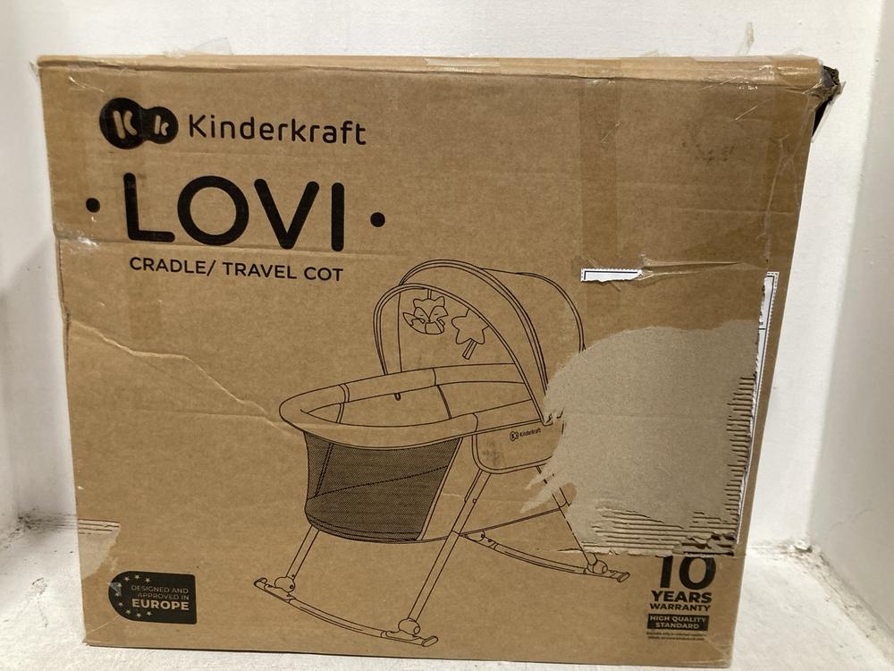 Lot 903  
            Chesterfield SR47 - Parcel Delivery Only 

                
KINDERKRAFT LOVI CRADLE/ TRAVEL COT. (LOCATION: D1)