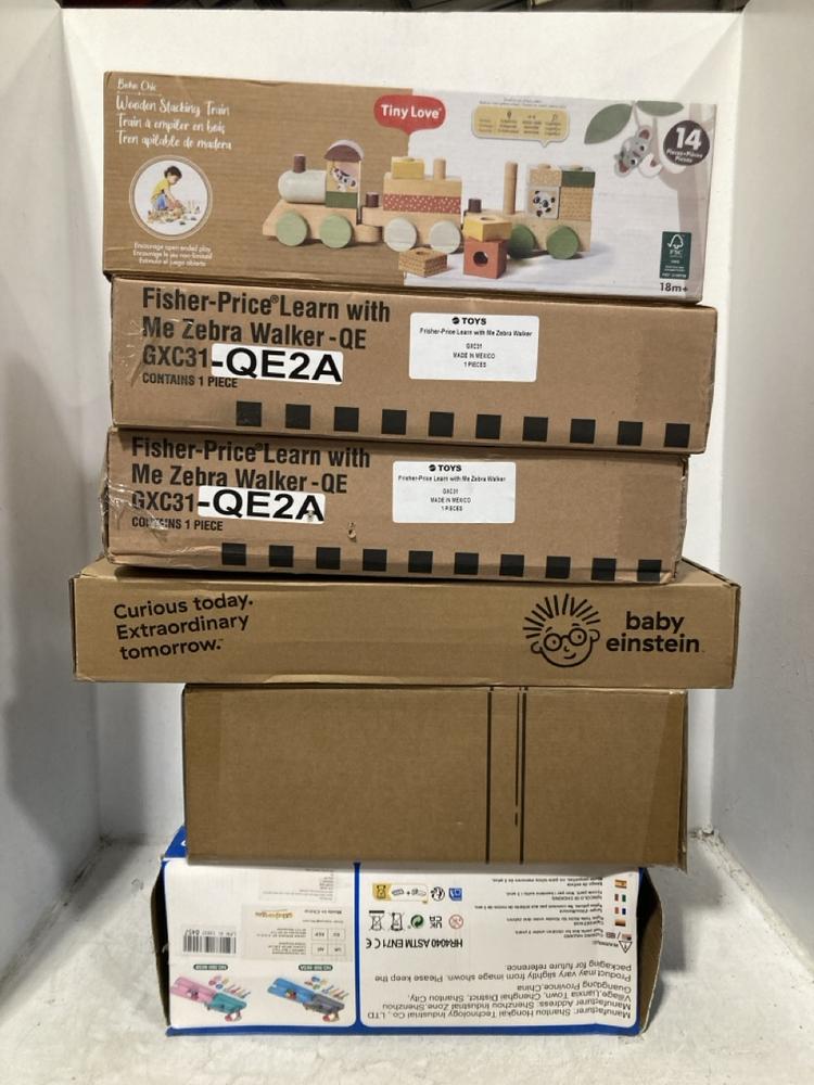 Lot 904  
            Chesterfield SR47 - Parcel Delivery Only 

                
6 X ASSORTED ITEMS TO INCLUDE FISHER-PRICE LEARN WITH ME ZEBRA WALKER. (LOCATION:...