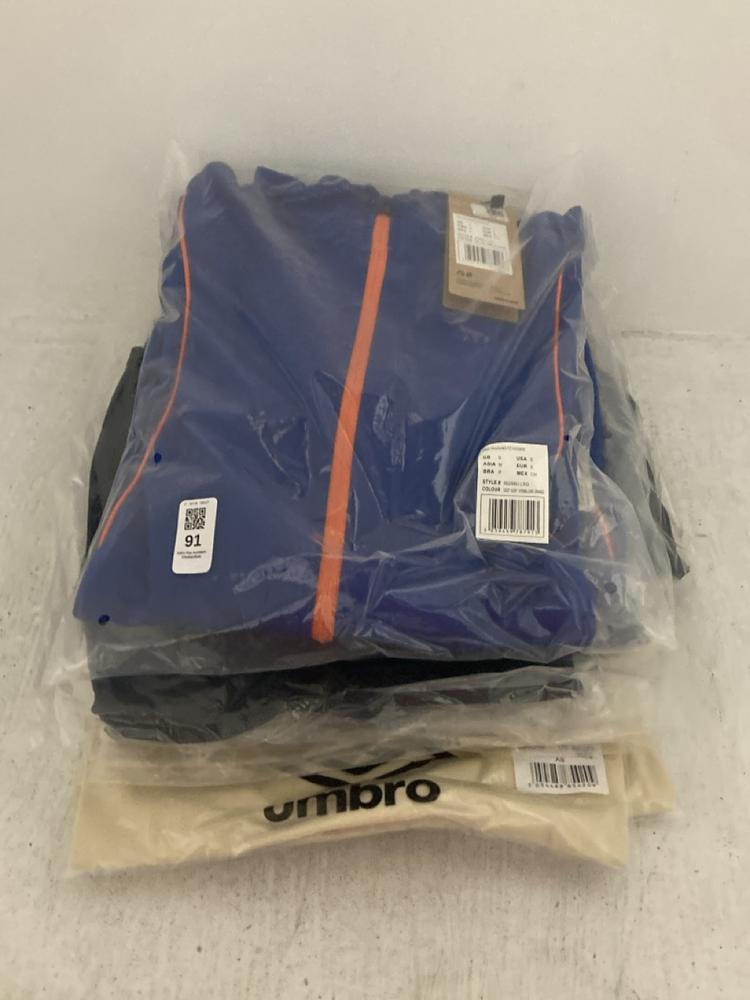 Lot 91  
            Chesterfield SR47 - Parcel Delivery Only 

                
12 X ASSORTED ADULTS UMBRO CLOTHING TO INCLUDE PRO TRAINING FULL ZIP HOODIE IN BL...