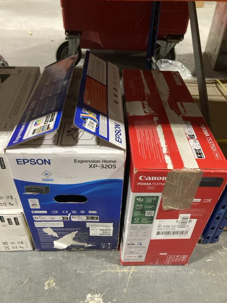 Lot 976  
            Chesterfield SR47 - Parcel Delivery Only 

                
EPSON EXPRESSION HOME XP-3205 3 IN 1 PRINTER TO INCLUDE CANON PIXMA TS3750I ALL I...