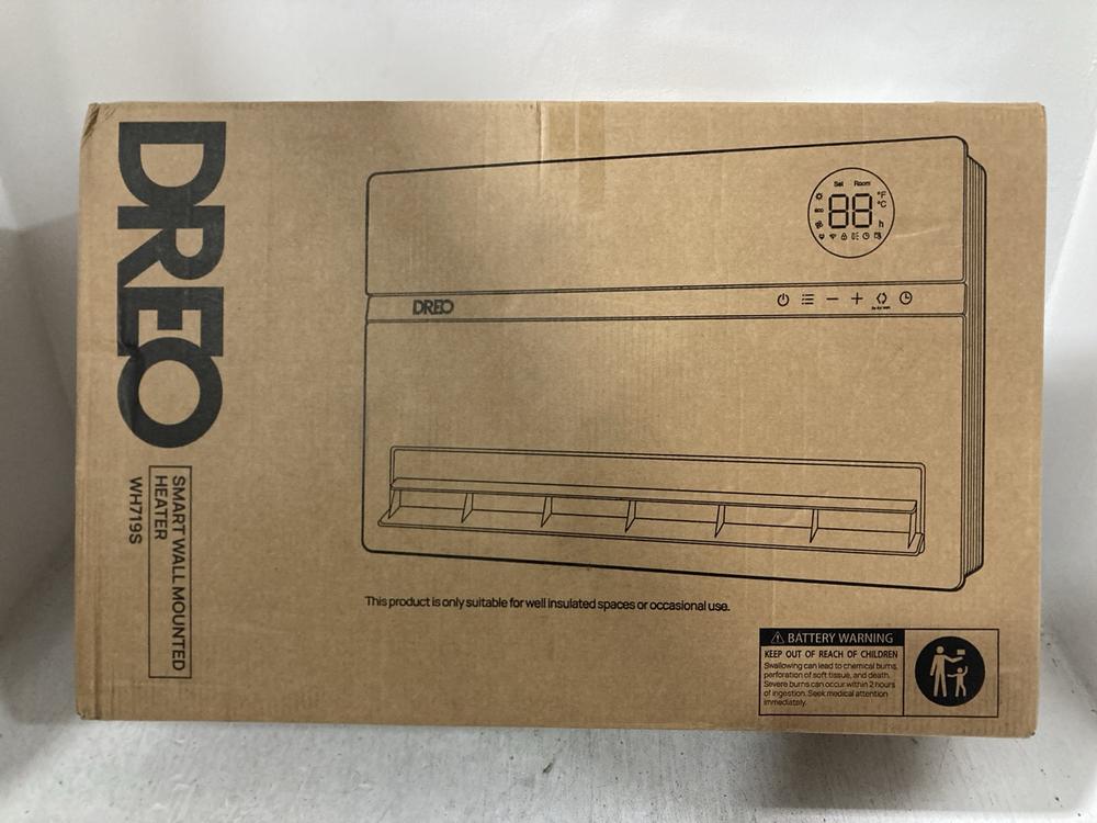 Lot 987  
            Chesterfield SR47 - Parcel Delivery Only 

                
DREO SMART WALL MOUNTED HEATER - MODEL NO. WH719S (LOCATION: D4)