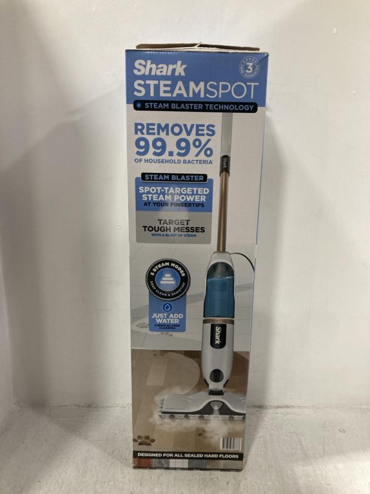 Lot 992  
            Chesterfield SR47 - Parcel Delivery Only 

                
SHARK STEAMSPOT WITH STEAM BLASTER ORIGINAL RRP £99 (LOCATION: D4)