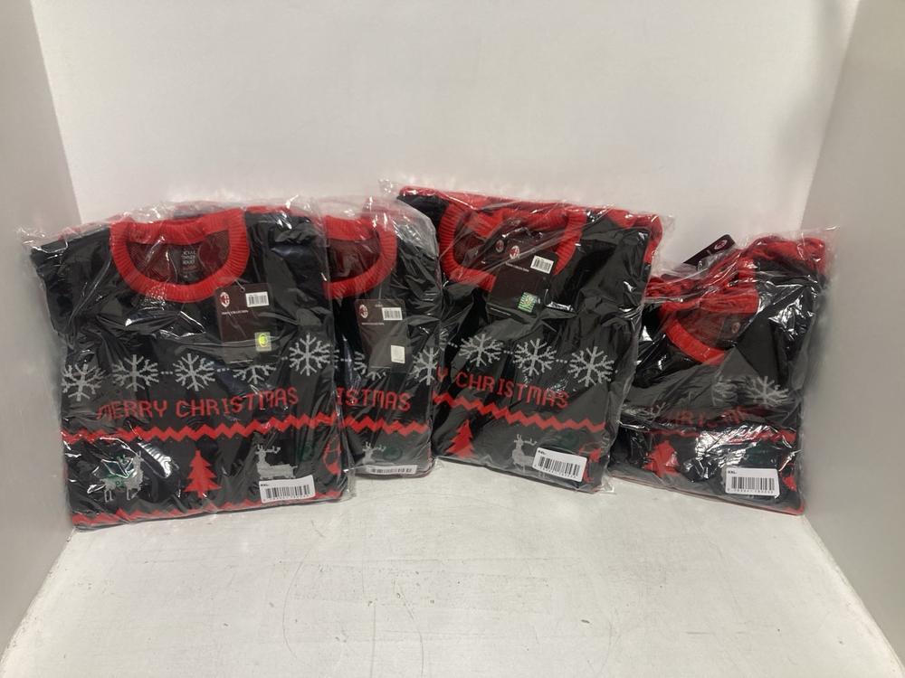 Lot 101  
            Chesterfield SR46 - Parcel Delivery Only 

                
4 X AC MILAN UNISEX CHRISTMAS JUMPER IN RED & BLACK - UK SIZE XXL - TOTAL LOT ORI...