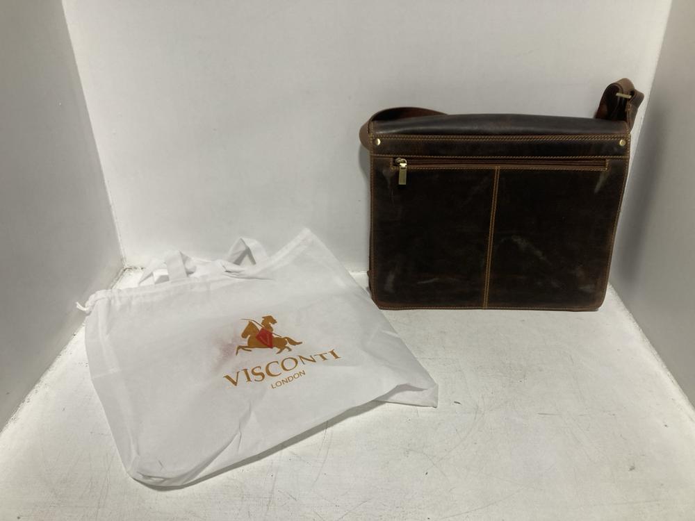 Lot 107  
            Chesterfield SR46 - Parcel Delivery Only 

                
VISCONTI LONDON 18548 HARVARD CLASSIC LEATHER MESSENGER BAG IN OLIVE TAN (LOCATIO...