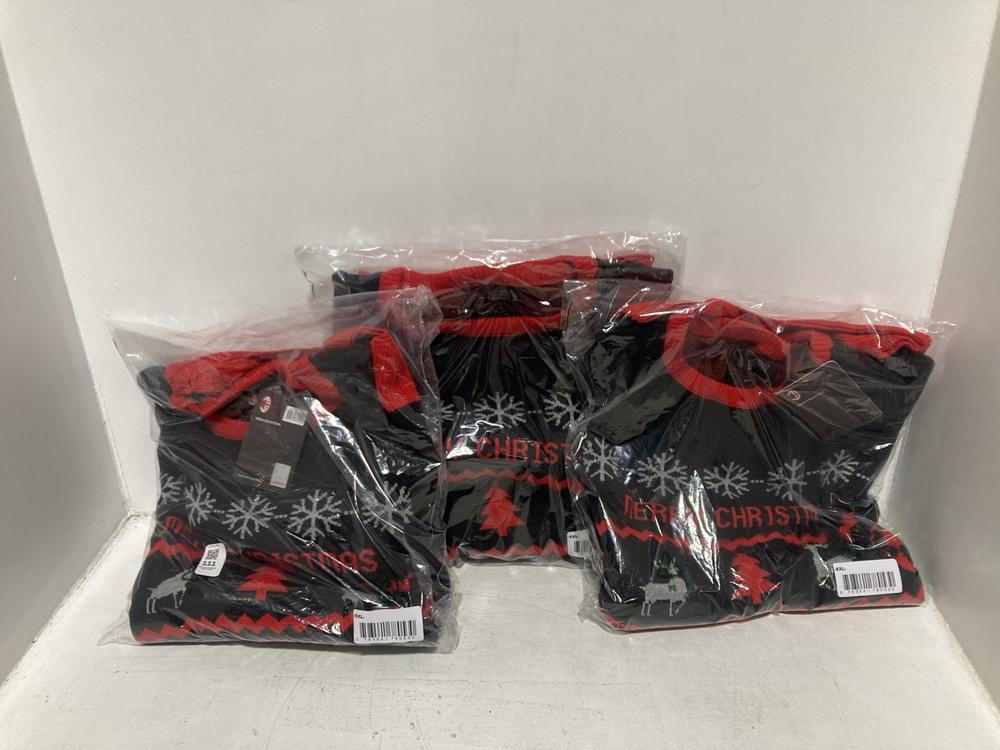 Lot 111  
            Chesterfield SR46 - Parcel Delivery Only 

                
3 X AC MILAN UNISEX CHRISTMAS JUMPER IN RED & BLACK - UK SIZE XXL - TOTAL LOT ORI...