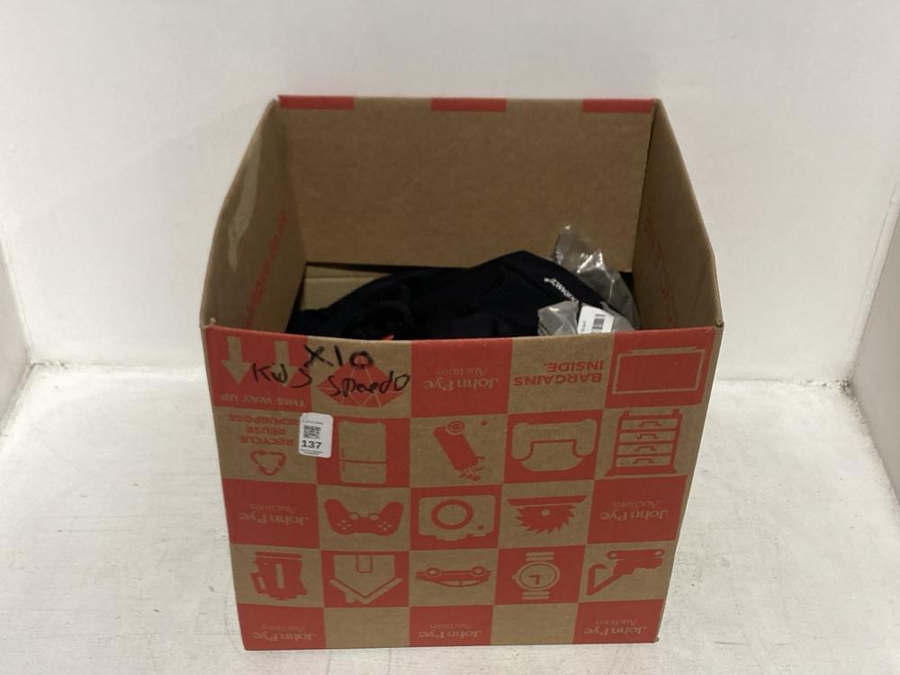 Lot 137  
            Chesterfield SR46 - Parcel Delivery Only 

                
10 X ASSORTED KIDS SPEEDOS TO INCLUDE SPEEDO BUILT IN SHORTS SWIMSUIT IN BLACK - ...