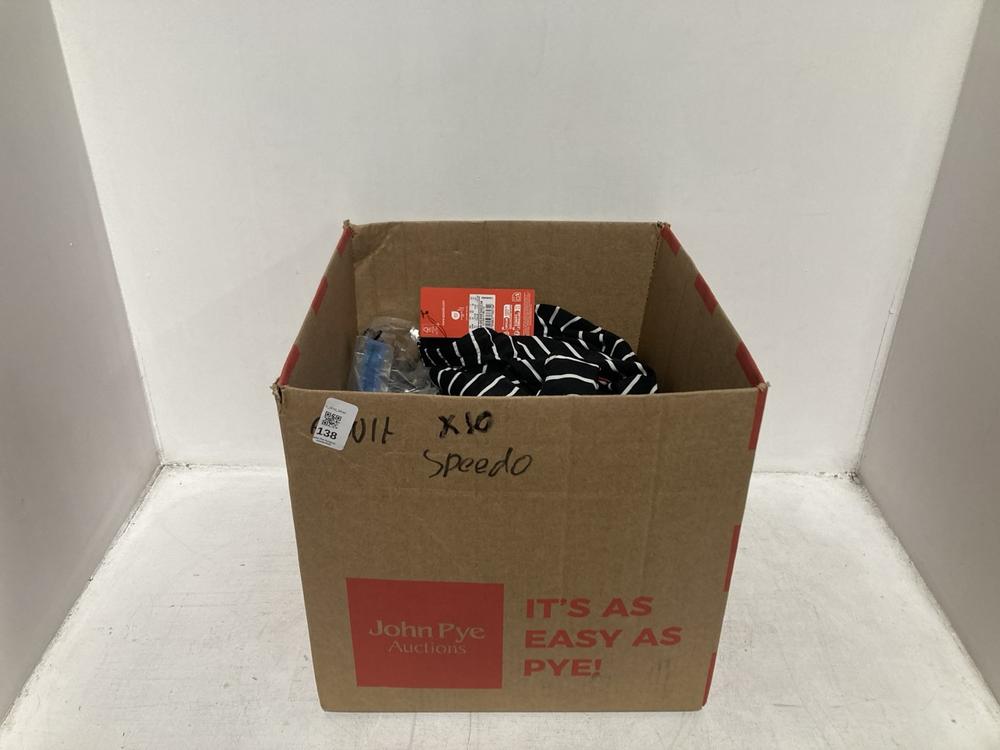 Lot 138  
            Chesterfield SR46 - Parcel Delivery Only 

                
10 X ASSORTED ADULTS SPEEDOS TO INCLUDE SPEEDO OPEN BACK STRIPED SWIMSUIT IN BLAC...