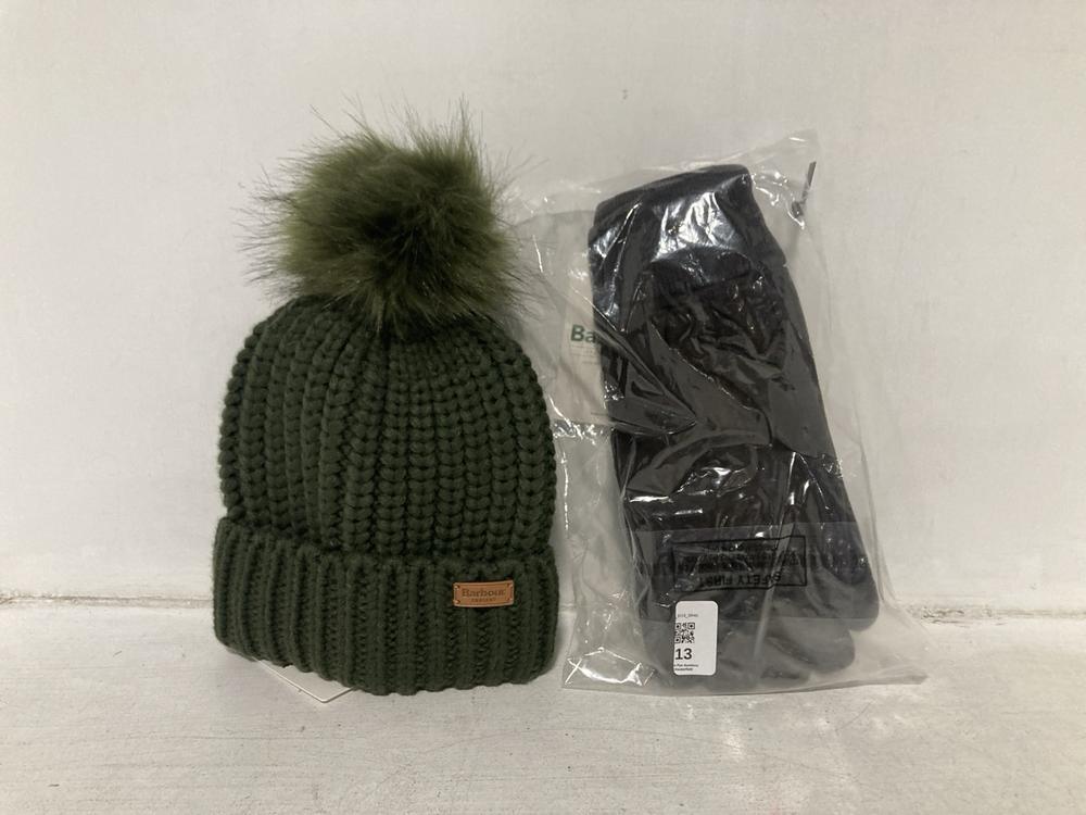 Lot 13  
            Chesterfield SR46 - Parcel Delivery Only 

                
BARBOUR SALTBURN FAUX FUR POM POM BEANIE IN OLIVE - ONESIZE TO INCLUDE BARBOUR MA...
