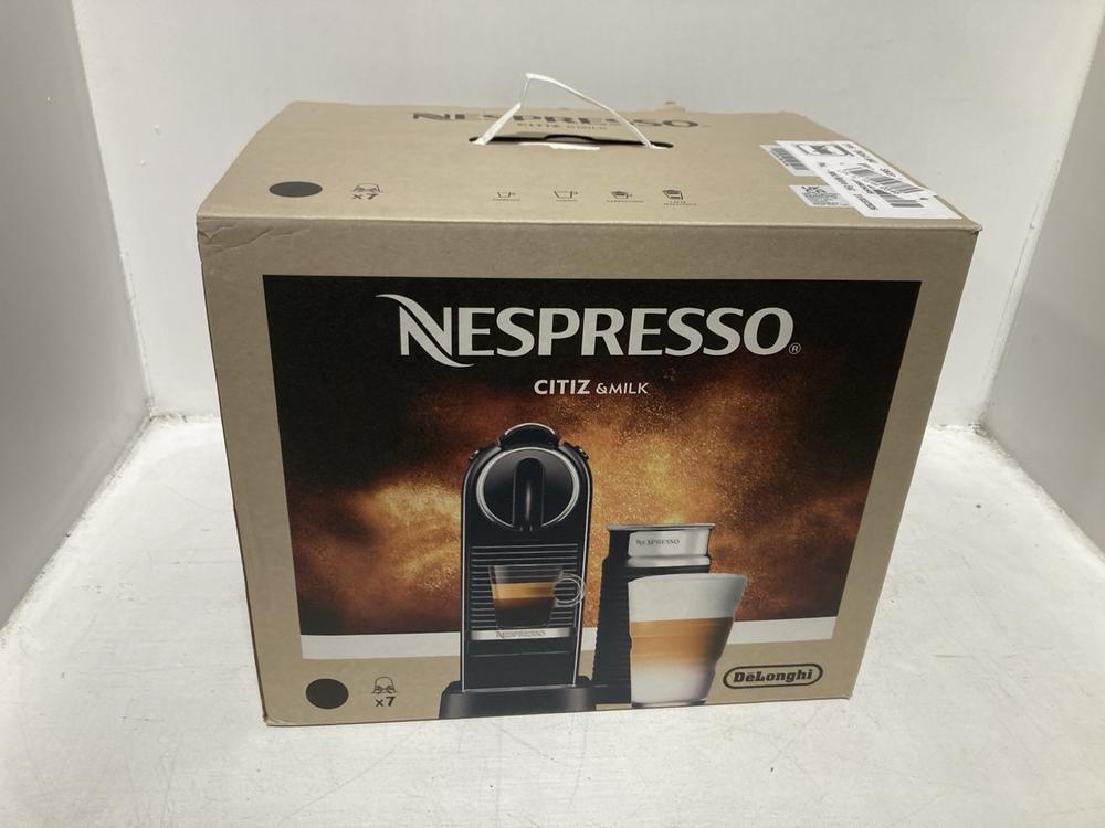 Lot 143  
            Chesterfield SR46 - Parcel Delivery Only 

                
DELONGHI NESPRESSO CITIZ & MILK COFFEE MACHINE IN BLACK - ORIGINAL RRP £178 (LOCA...