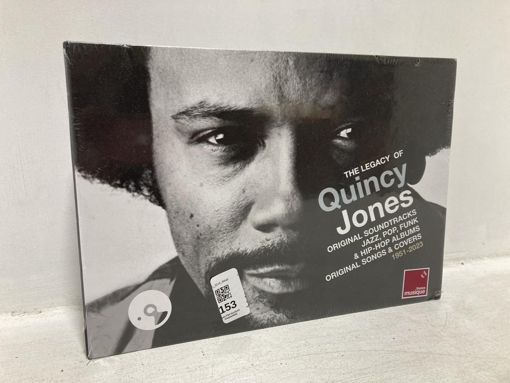Lot 153  
            Chesterfield SR46 - Parcel Delivery Only 

                
THE LEGACY OF QUINCY JONES ORIGINAL SOUNDTRACK CD SET (LOCATION: F2)