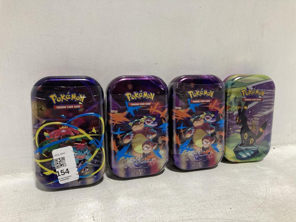 Lot 154  
            Chesterfield SR46 - Parcel Delivery Only 

                
4 X ASSORTED POKEMON ITEMS TO INCLUDE POKEMON TRADING CARD SET (LOCATION: F2)