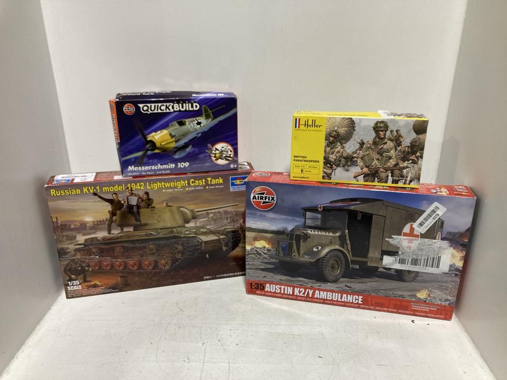 Lot 156  
            Chesterfield SR46 - Parcel Delivery Only 

                
4 X ASSORTED PUZZLES TO INCLUDE AIRFIX QUICK BUILD MESSERSCHMITT 109 SET (LOCATIO...