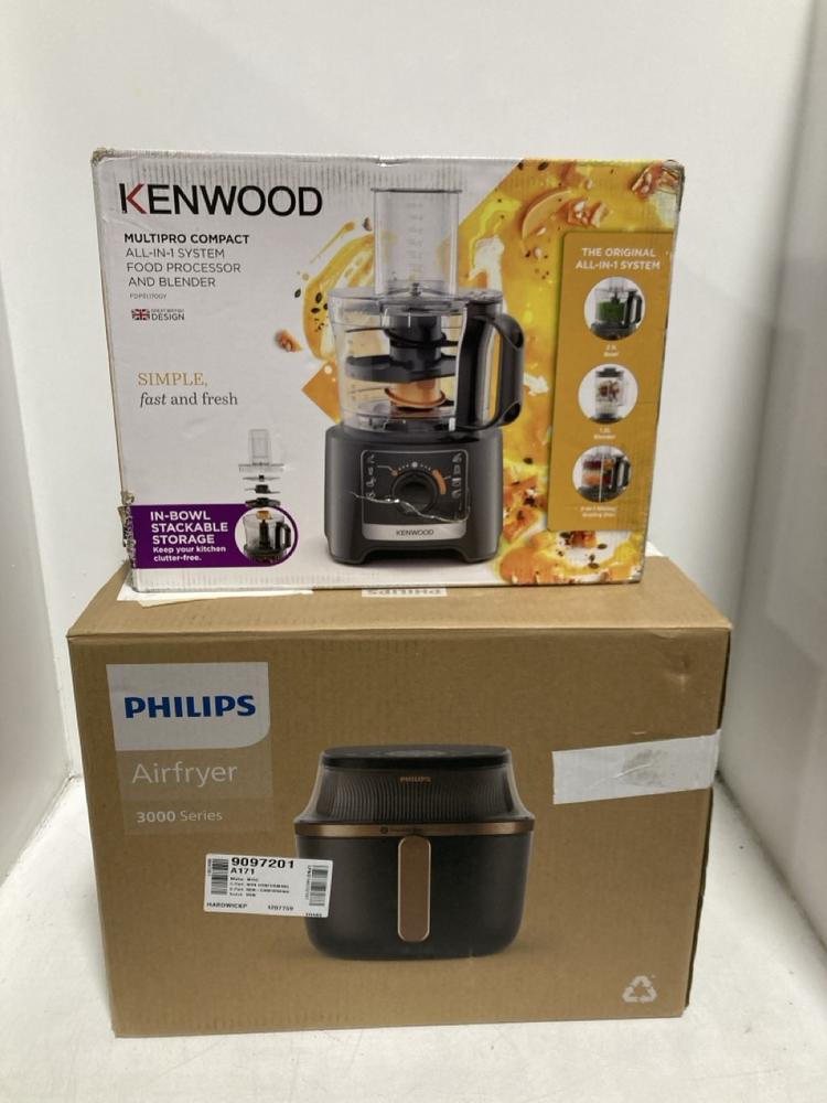 Lot 158  
            Chesterfield SR46 - Parcel Delivery Only 

                
PHILIPS 3000 SERIES RAPIDAIR PLUS AIR FRYER TO INCLUDE KENWOOD MULTIPRO ALL-IN-1 ...