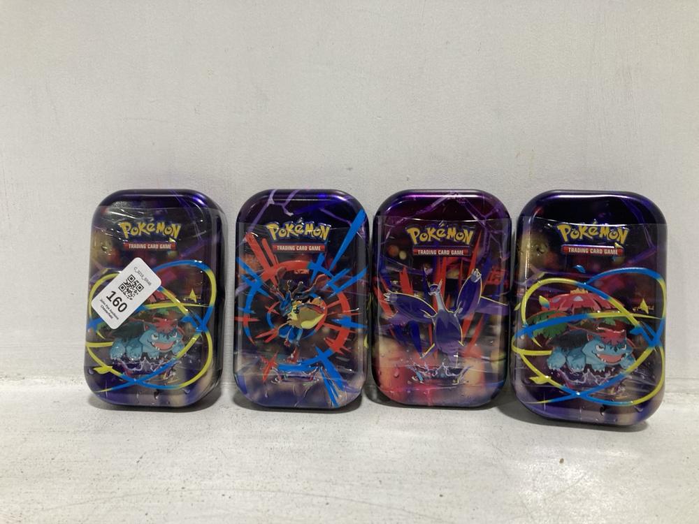 Lot 160  
            Chesterfield SR46 - Parcel Delivery Only 

                
4 X ASSORTED POKEMON ITEMS TO INCLUDE POKEMON TRADING CARD SET (LOCATION: F2)