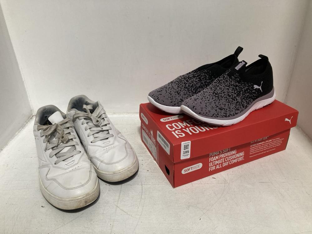 Lot 185  
            Chesterfield SR46 - Parcel Delivery Only 

                
PUMA REMI SLIP-ON WOMENS SHOES IN BLACK & PLUM TO INCLUDE PUMA LACE-UP SNEAKER IN...