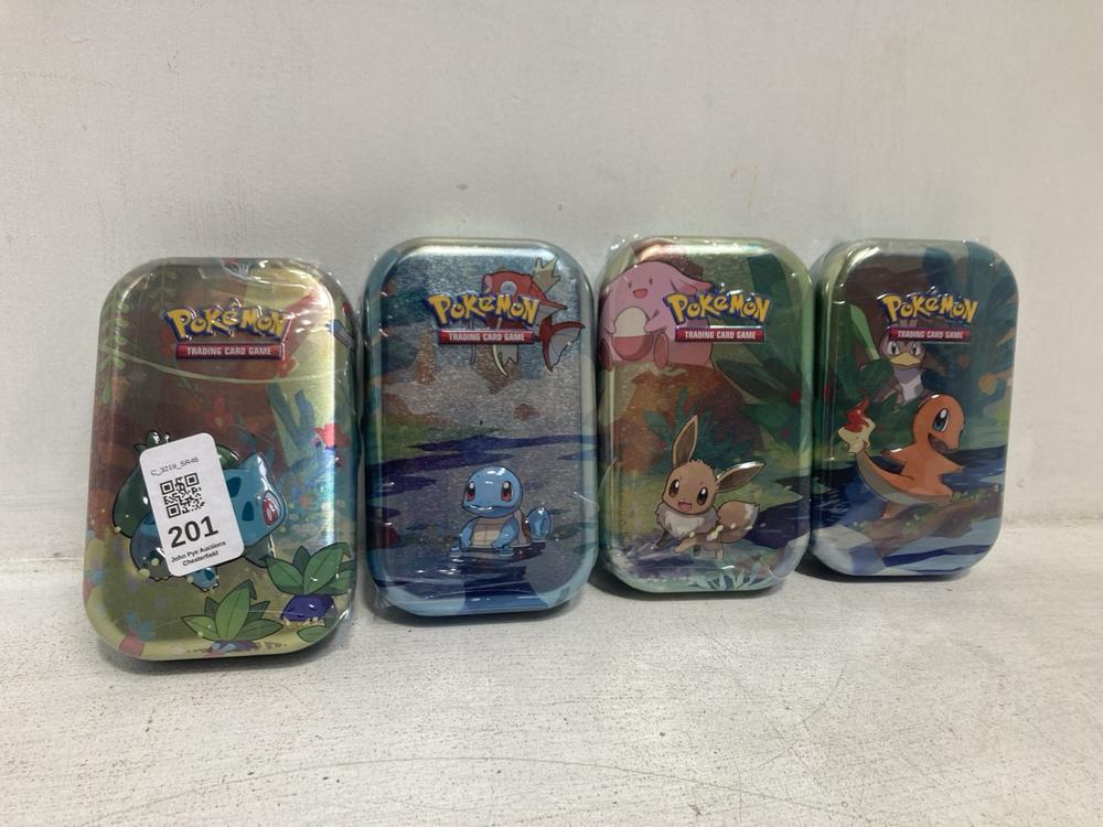 Lot 201  
            Chesterfield SR46 - Parcel Delivery Only 

                
4 X ASSORTED POKEMON TRADING CARD SETS (LOCATION: F3)