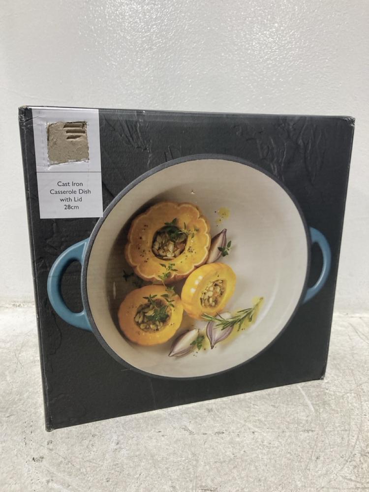 Lot 22  
            Chesterfield SR46 - Parcel Delivery Only 

                
CAST IRON 28CM CASSEROLE DISH WITH LID (LOCATION: A1)