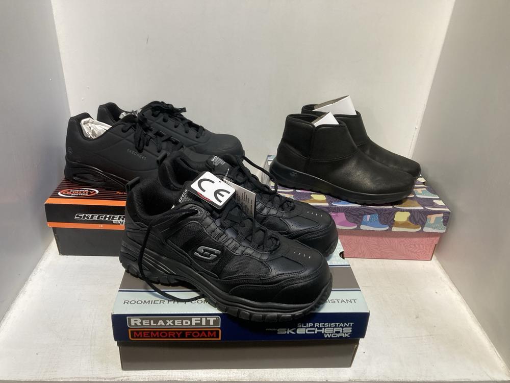 Lot 245  
            Chesterfield SR46 - Parcel Delivery Only 

                
3 X ASSORTED ADULTS SKETCHERS TO INCLUDE SKECHERS AIR-COOLED ULTRA GO BOOTS IN BL...