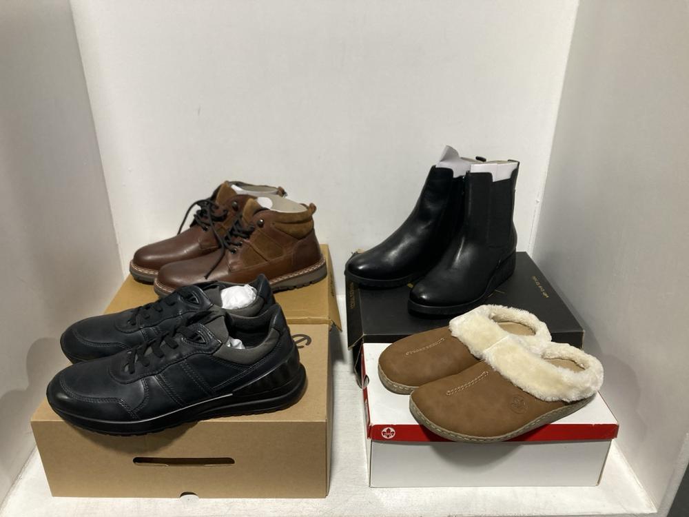Lot 282  
            Chesterfield SR46 - Parcel Delivery Only 

                
4 X ASSORTED ADULTS SHOES TO INCLUDE MARCO TOZZI ANKLE BOOTS IN BLACK - UK SIZE 8...