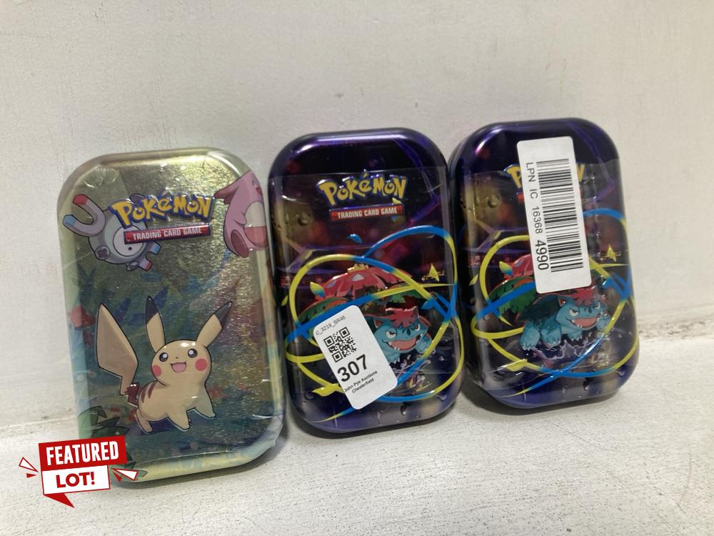 Lot 307  
            Chesterfield SR46 - Parcel Delivery Only 

                
3 X ASSORTED POKEMON TRADING CARDS SET (LOCATION: E1)