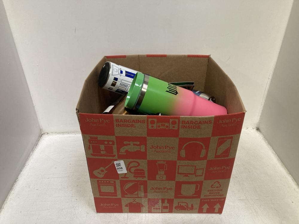 Lot 308  
            Chesterfield SR46 - Parcel Delivery Only 

                
QTY OF ASSORTED BOTTLES & FLASKS TO INCLUDE PROMIXX FLIP-LID 700ML BOTTLE IN BLUE...