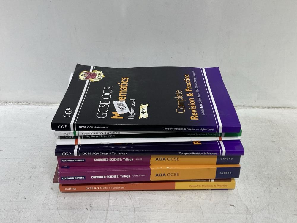 Lot 315  
            Chesterfield SR46 - Parcel Delivery Only 

                
QTY OF ASSORTED REVISION BOOKS TO INCLUDE CGP GCSE OCR MATHEMATICS COMPLETE & PRA...
